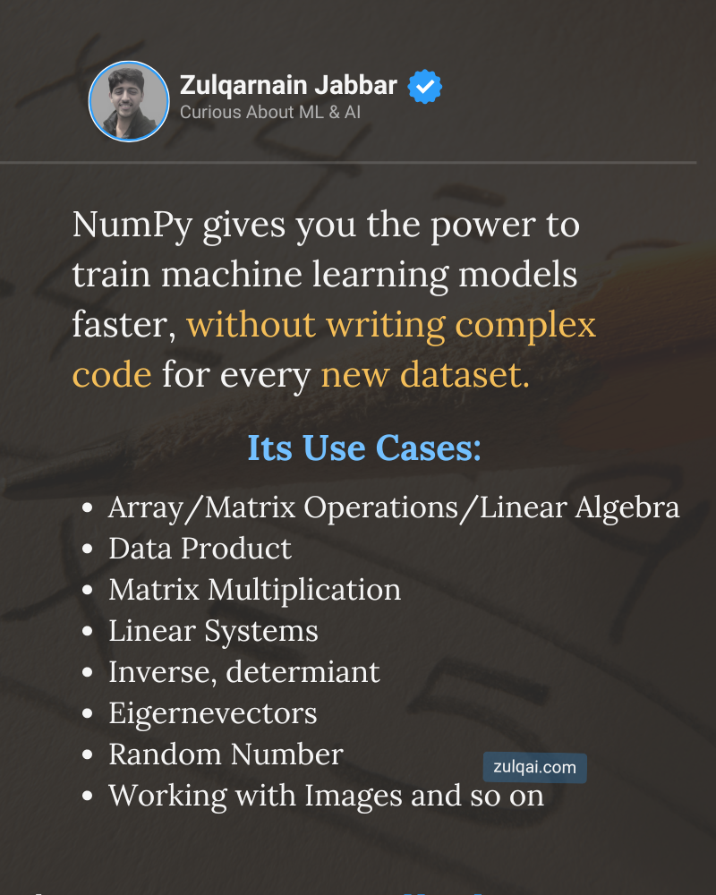 numpy use cases zulqai